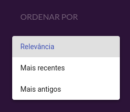Clicando no botão de "ordenar por" da página de busca
