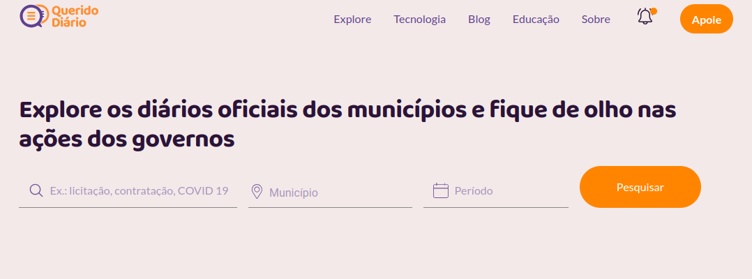 Interface de busca do QD na plataforma web